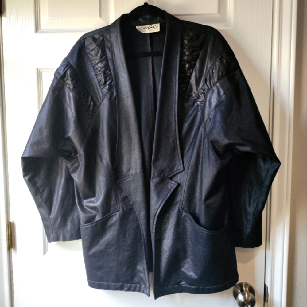 City Girl vintage 80s women's black jacket (could fit size Large)